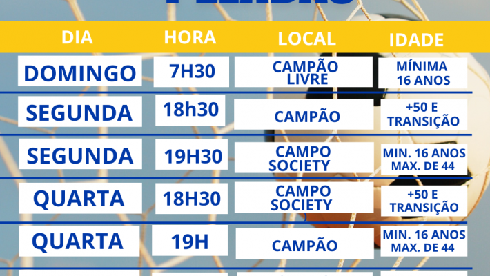 Coordenação e Diretoria atualizam Horários das Peladas na AABB Palmas