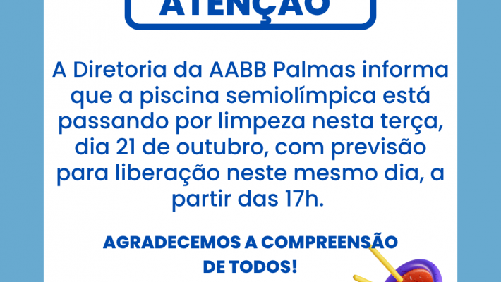 Piscina semiolímpica em limpeza neste dia 21 de outubro