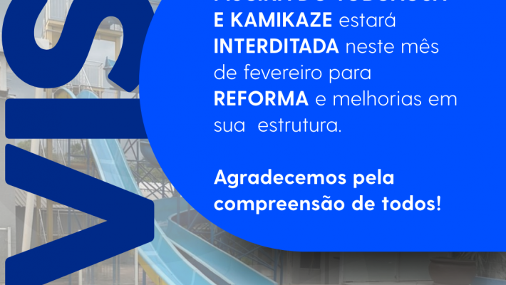 AABB Palmas informa interdição temporária do toboágua e kamikaze