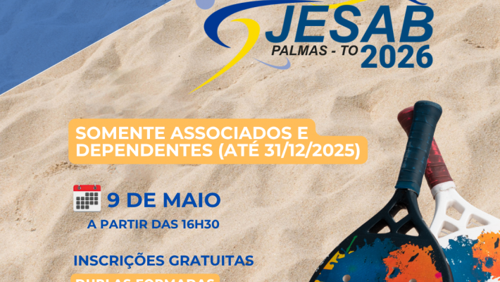 Abertas inscrições para Seletiva JESAB 2026 de Beach Tennis