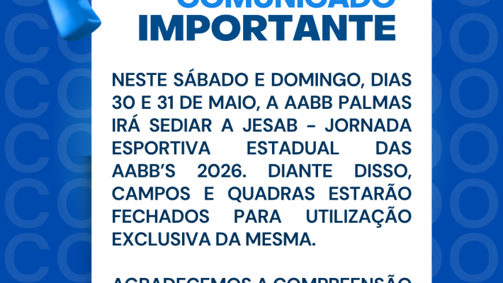 Campos e quadras fechados neste final de semana para Jesab 2026